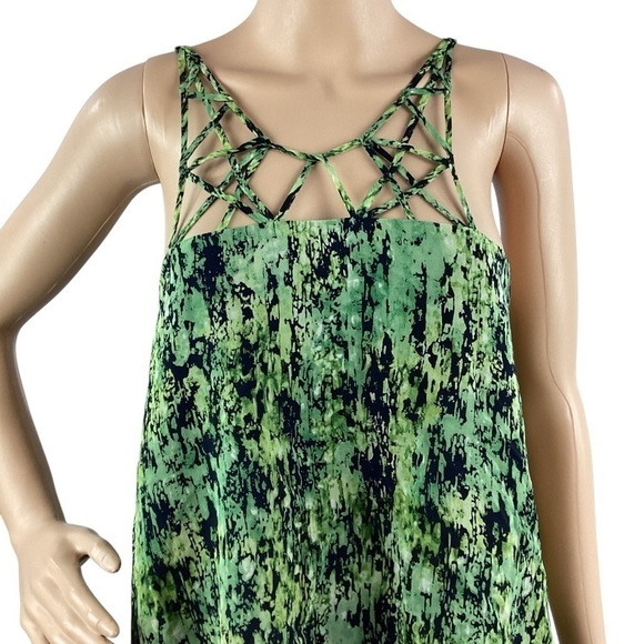 BCBGMaxAzria Bakar Caged Silk Tank Top Size S Green - Picture 2 of 7
